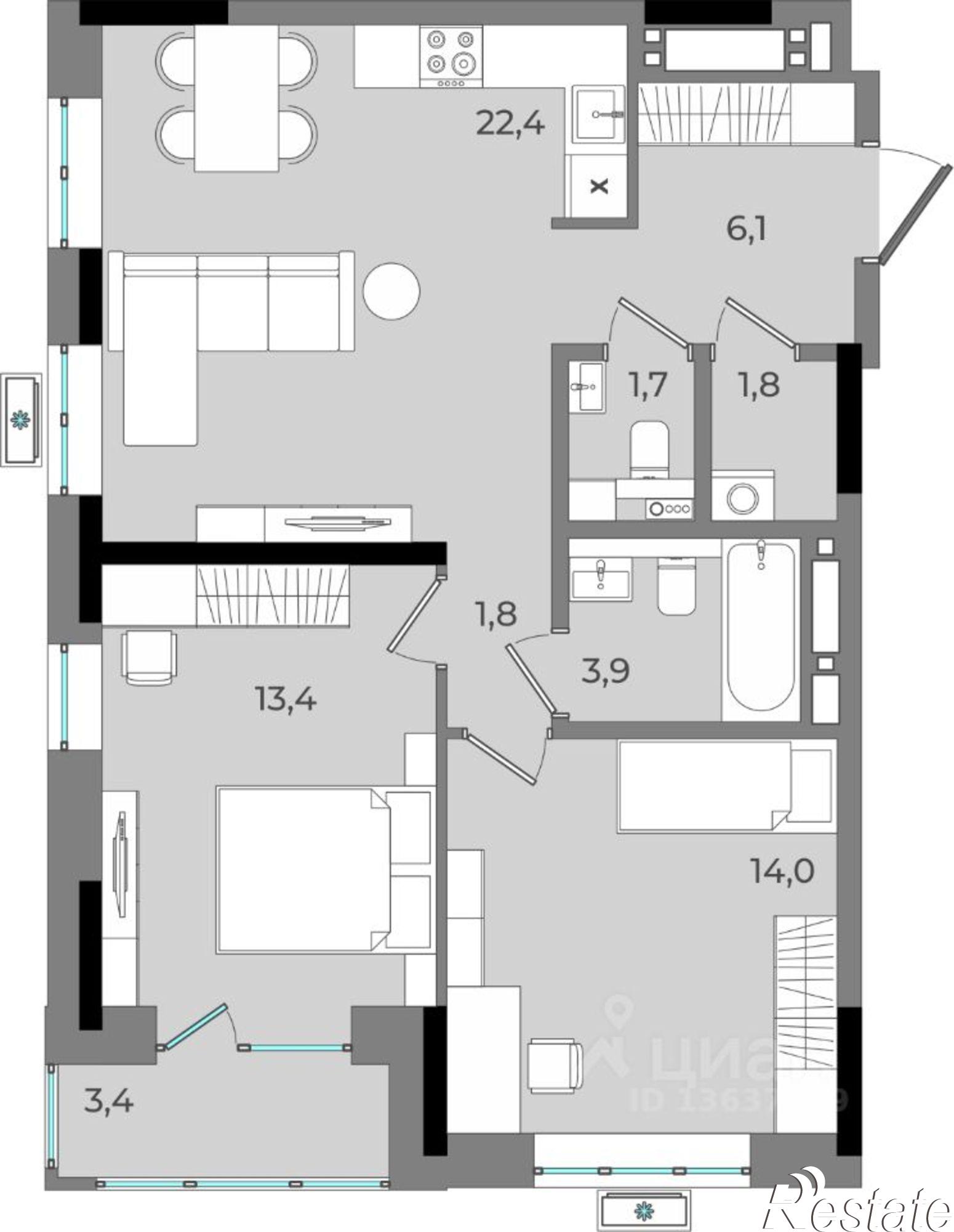 Купить квартиру за 9 674 450 рублей на ул Фруктовая, 4
