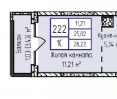1-комн, 28 кв м, этаж 15/17 улица Героя России Ильфата Закирова, 20А