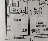 1-комн, 35кв м, этаж 3/10 улица Кунгурцева Е.М., 27