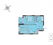 2-комн, 45 кв м, этаж 5/17 Воткинское шоссе