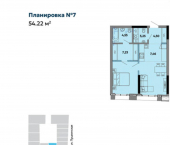 2-комн, 54 кв м, этаж 9/33 Пушкинская улица, 263