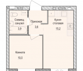 1-комн, 33 кв м, этаж 2/5 