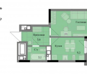 1-комн, 34 кв м, этаж 7/17 жилой комплекс Краски Леса