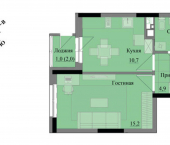 1-комн, 36 кв м, этаж 6/17 жилой комплекс Краски Леса