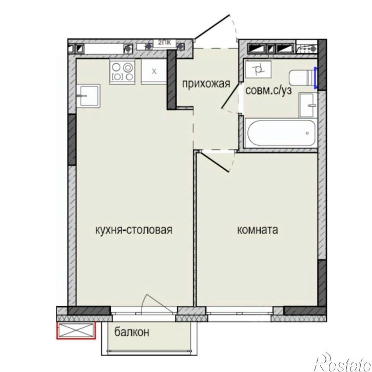 1-комн квартира в новом доме жилой район Культбаза