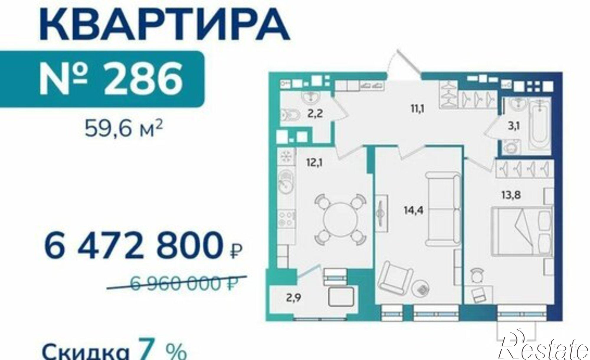 Купить квартиру за 6 472 000 рублей на ул Архитектора П.П.Берша, 8