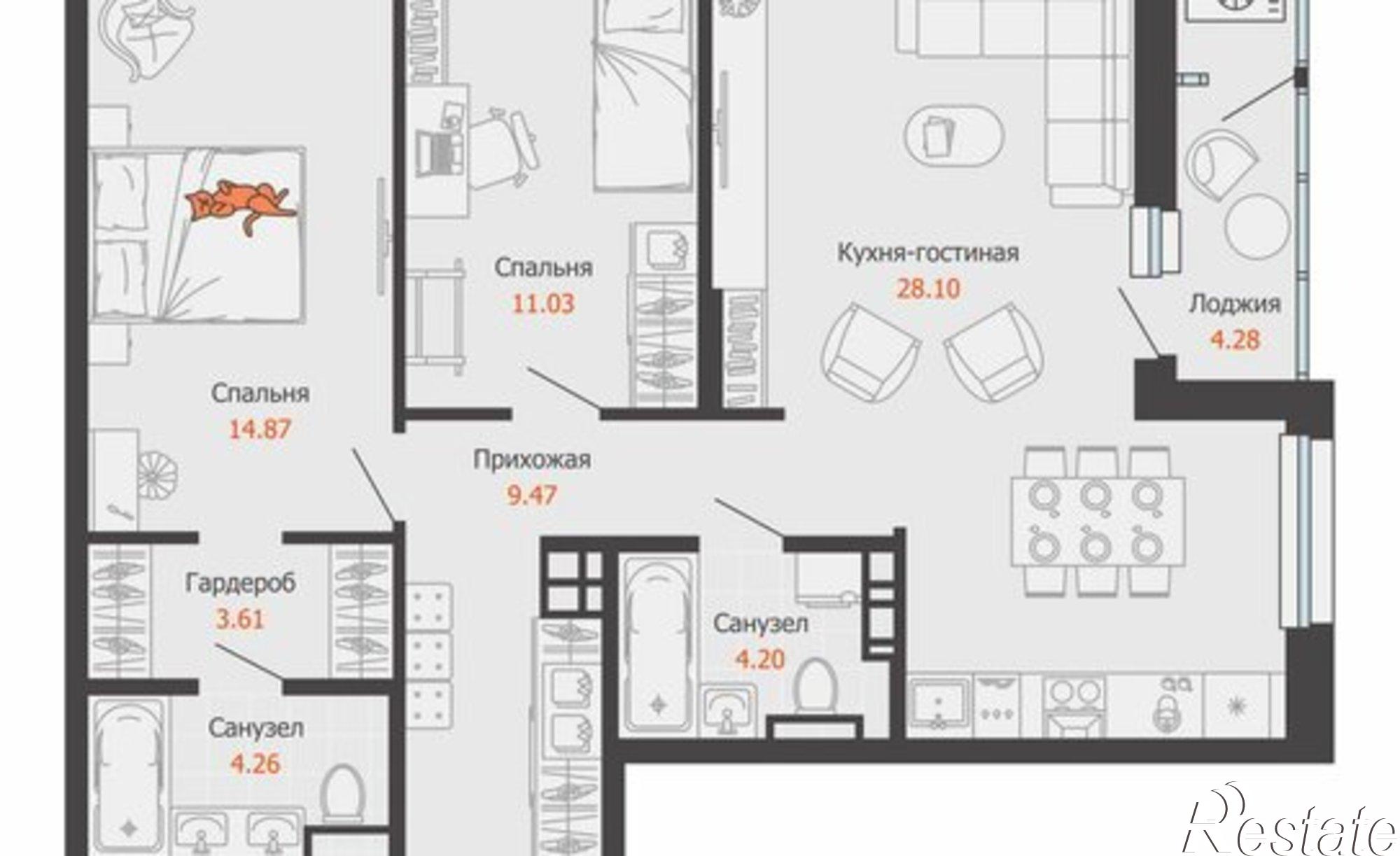 Купить квартиру за 11 861 700 рублей на ул Холмогорова, 105
