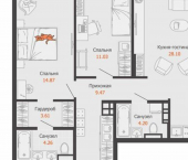 2-комн, 78 кв м, этаж 12/15 ул Холмогорова, 105