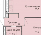 1-комн, 38 кв м, этаж 18/25 Камбарская улица