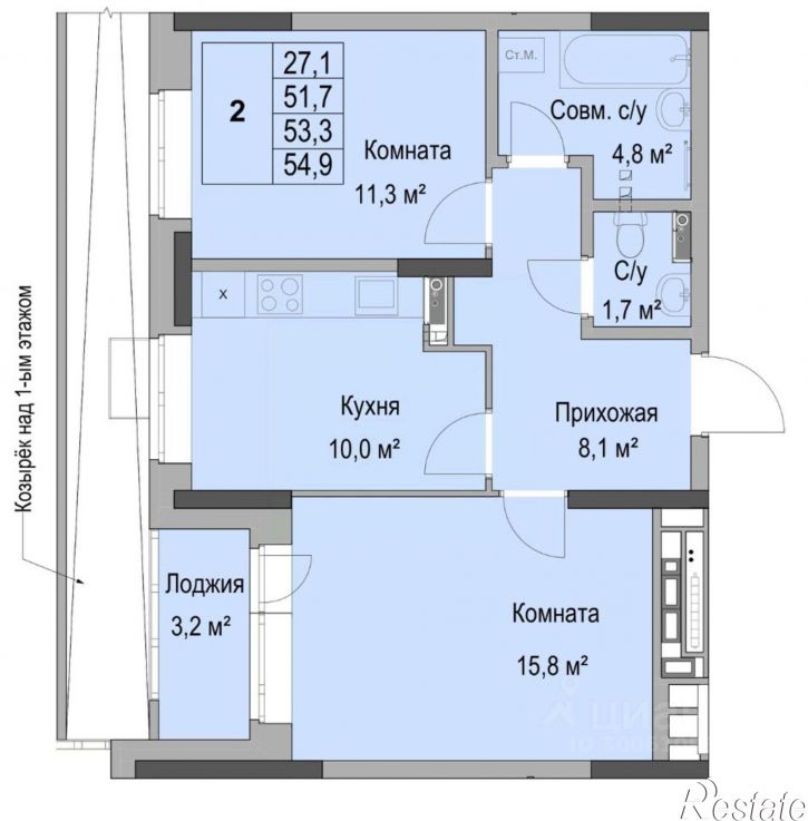 2-комн квартира в новом доме Ботеневский пер, 34А,  д. 34А
