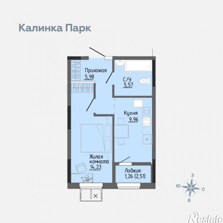1-комн квартира в новом доме ул 40 лет Победы, 85,  д. 85