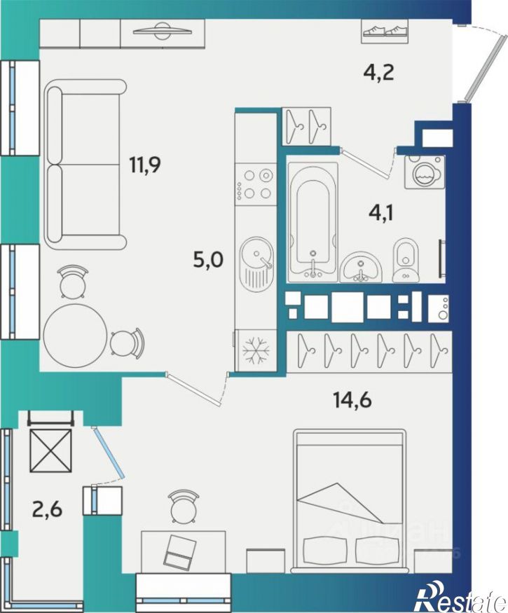 2-комн квартира в новом доме улица Васнецова, 38,  д. 38