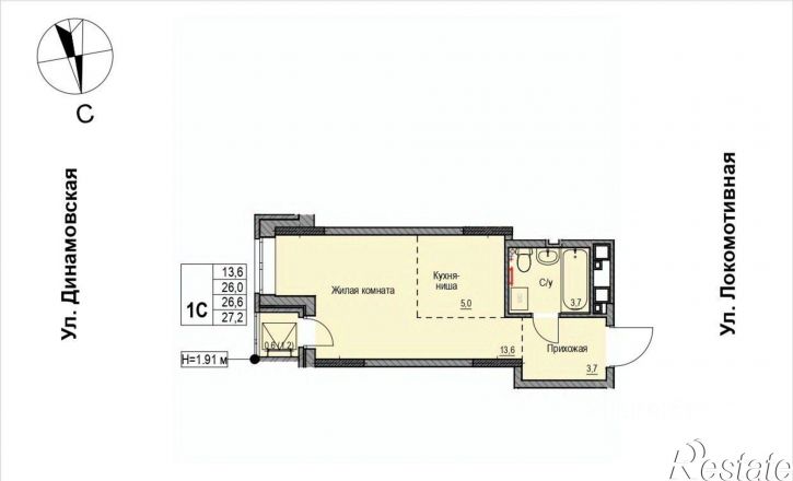 1-комн квартира в новом доме ул Юннатов, 1,  д. 1