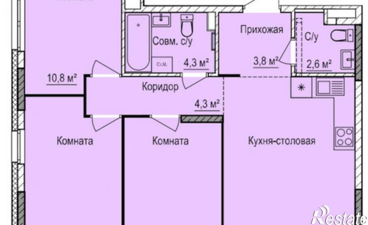 3-комн квартира в новом доме улица 10 лет Октября, 71,  д. 71