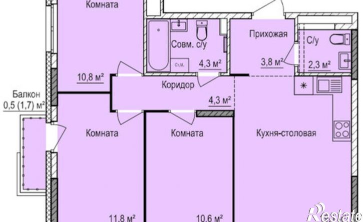 3-комн квартира в новом доме улица 10 лет Октября, 71,  д. 71