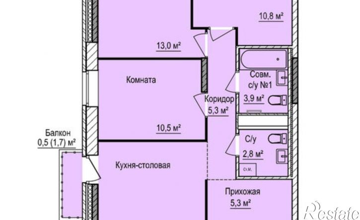 3-комн квартира в новом доме улица 10 лет Октября, 71,  д. 71