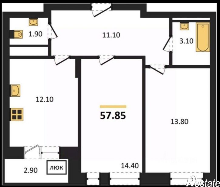 2-комн квартира улица Архитектора П.П. Берша, 44,  д. 44