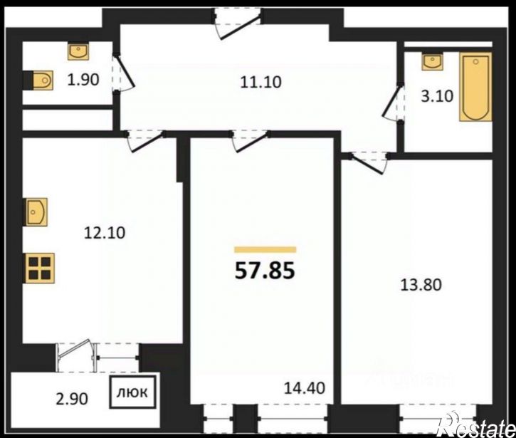 2-комн квартира улица Архитектора П.П. Берша, 44,  д. 44