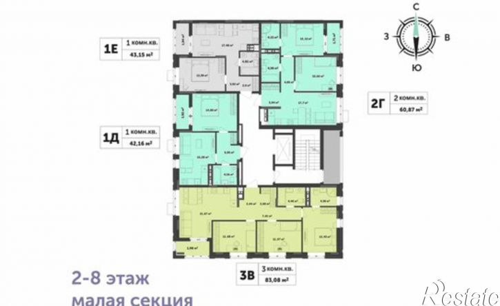 2-комн квартира в новом доме улица Бабушкина