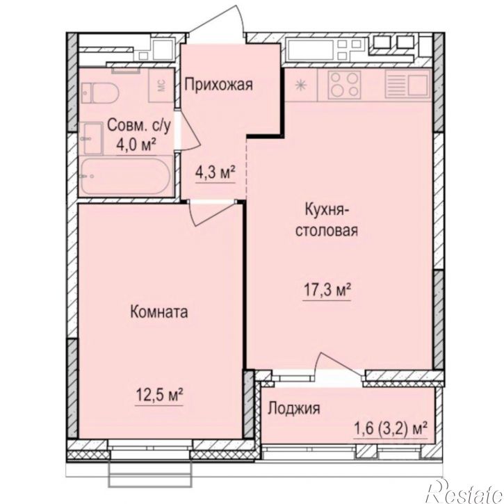 1-комн квартира в новом доме улица Котовского, 64,  д. 64