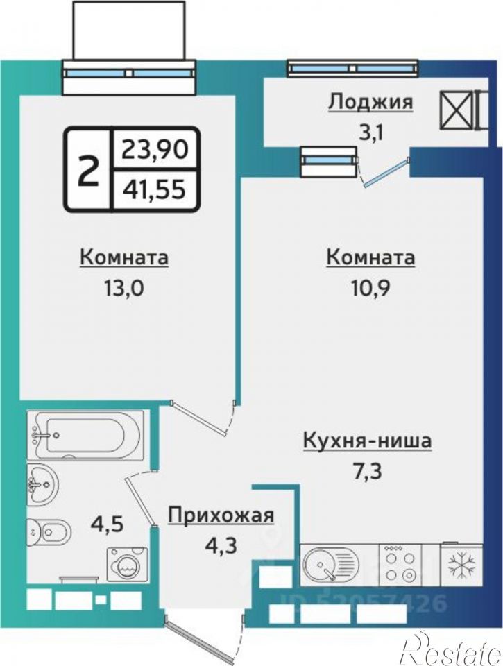 2-комн квартира в новом доме улица Новаторов, 12 к3,  д. 12 к3