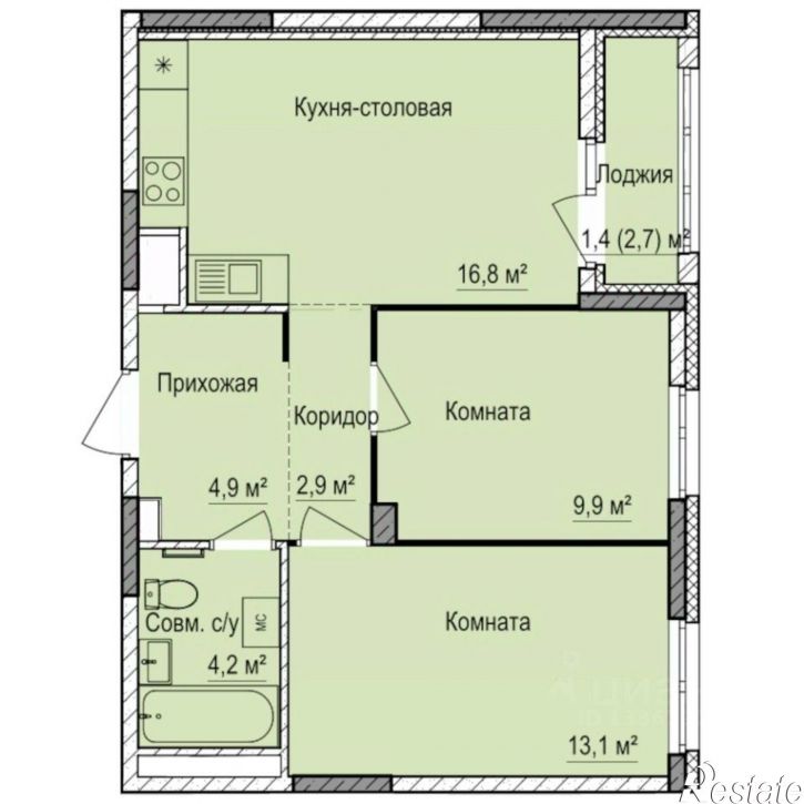 2-комн квартира в новом доме ул Буммашевская, 58а,  д. 58а