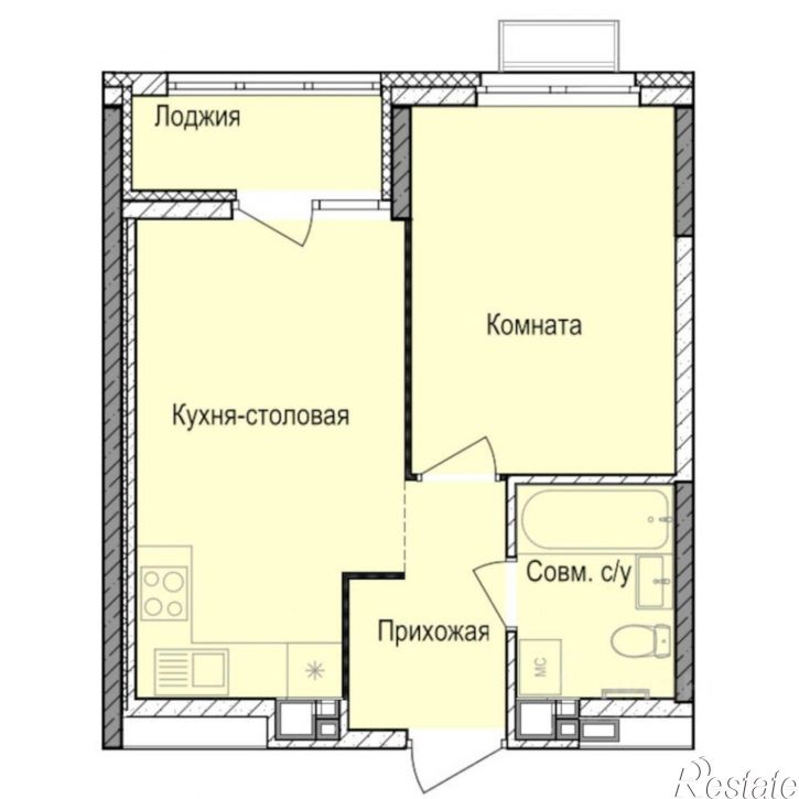 1-комн квартира в новом доме Индустриальный район