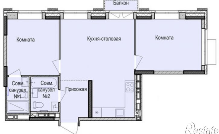 2-комн квартира в новом доме улица Васнецова, 3,  д. 3