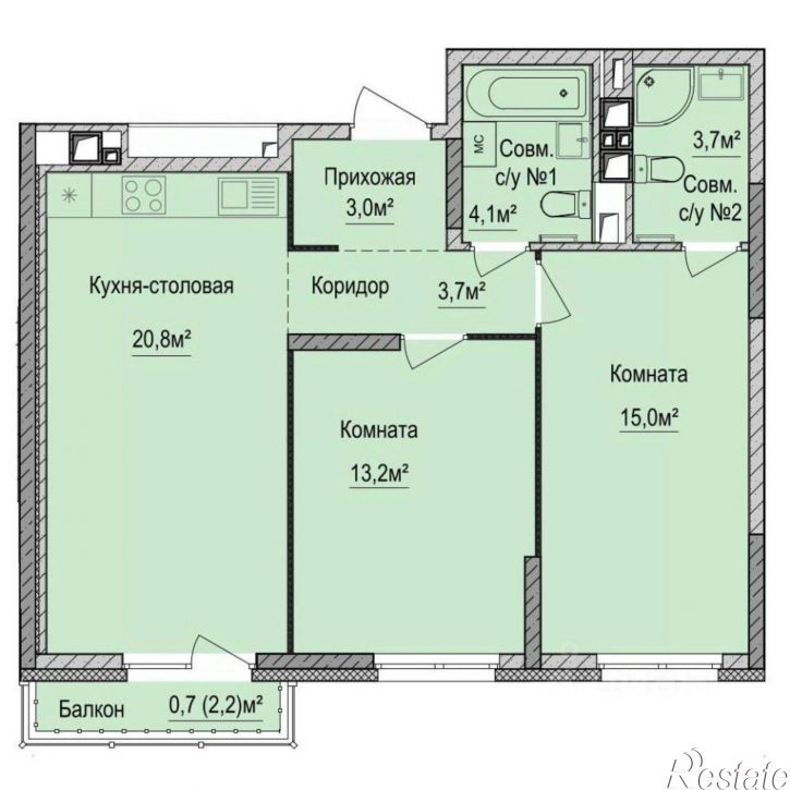 2-комн квартира в новом доме ул Союзная, 10,  д. 10