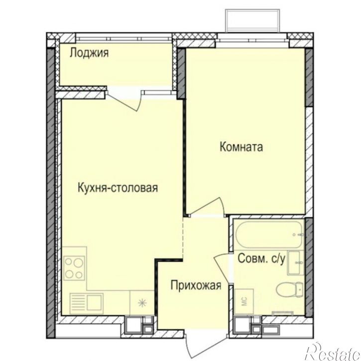 1-комн квартира в новом доме Индустриальный район