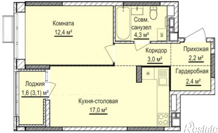 1-комн квартира в новом доме жилой район Автопроизводство, ЖК Норвежский лес, 21