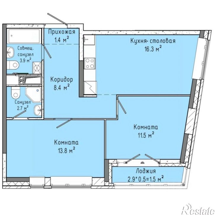 2-комн квартира в новом доме Ижевск, Индустриальный район