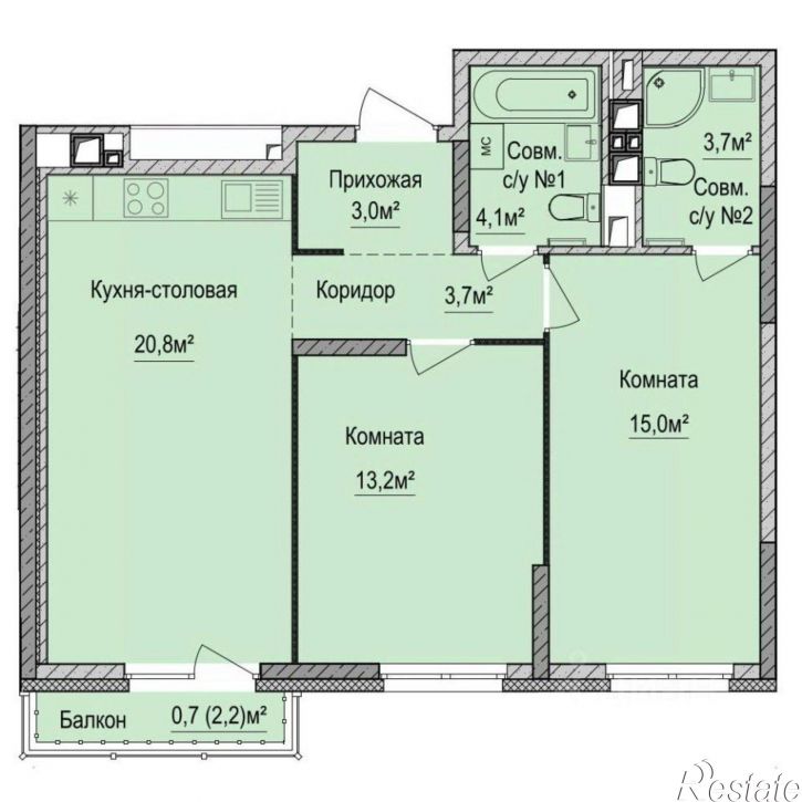 2-комн квартира в новом доме ул Союзная, 10,  д. 10