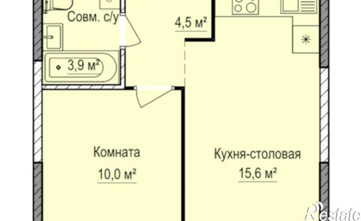 1-комн квартира в новом доме жилой район Аэропорт