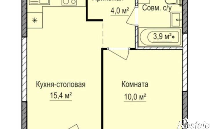 1-комн квартира в новом доме жилой район Аэропорт