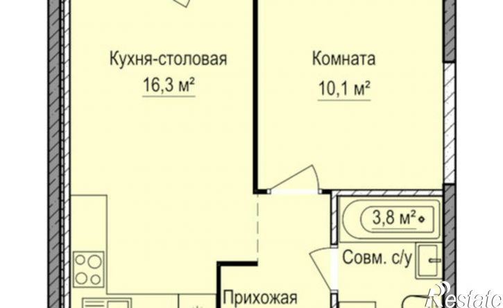 1-комн квартира в новом доме жилой район Аэропорт