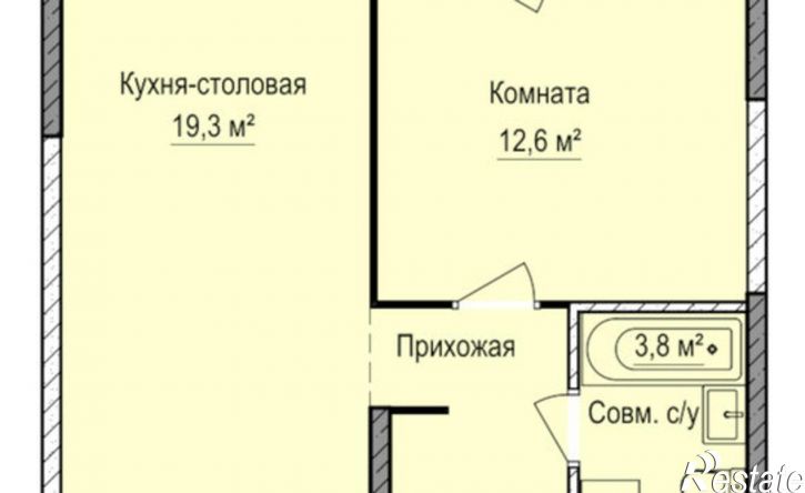 1-комн квартира в новом доме жилой район Аэропорт