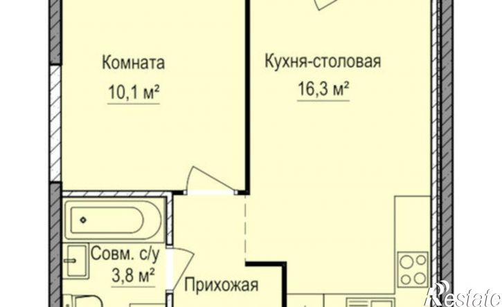 1-комн квартира в новом доме жилой район Аэропорт