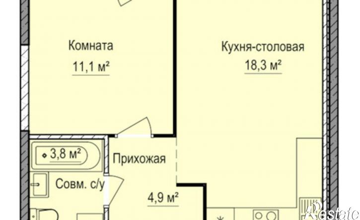1-комн квартира в новом доме жилой район Аэропорт