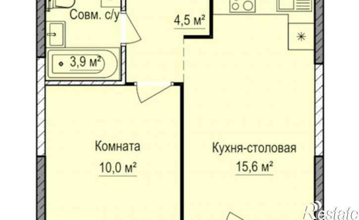 1-комн квартира в новом доме жилой район Аэропорт