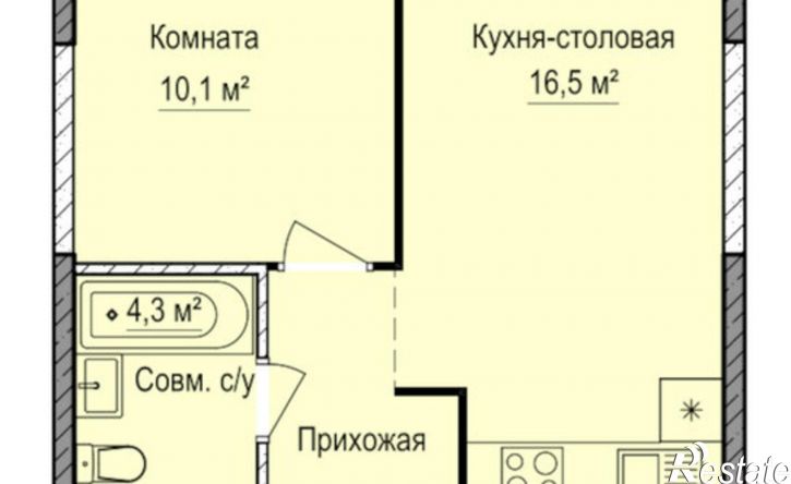 1-комн квартира в новом доме жилой район Аэропорт