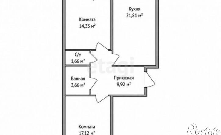 2-комн квартира ул 1-я Подлесная, 7,  д. 7