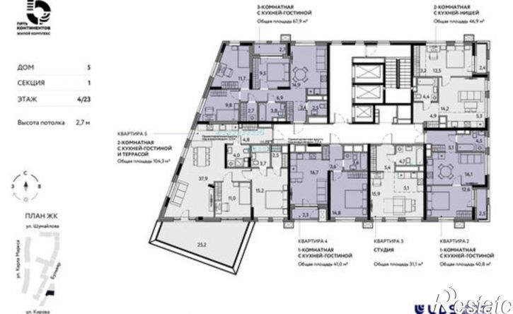 2-комн квартира в новом доме ул Кирова, 120А,  д. 120А