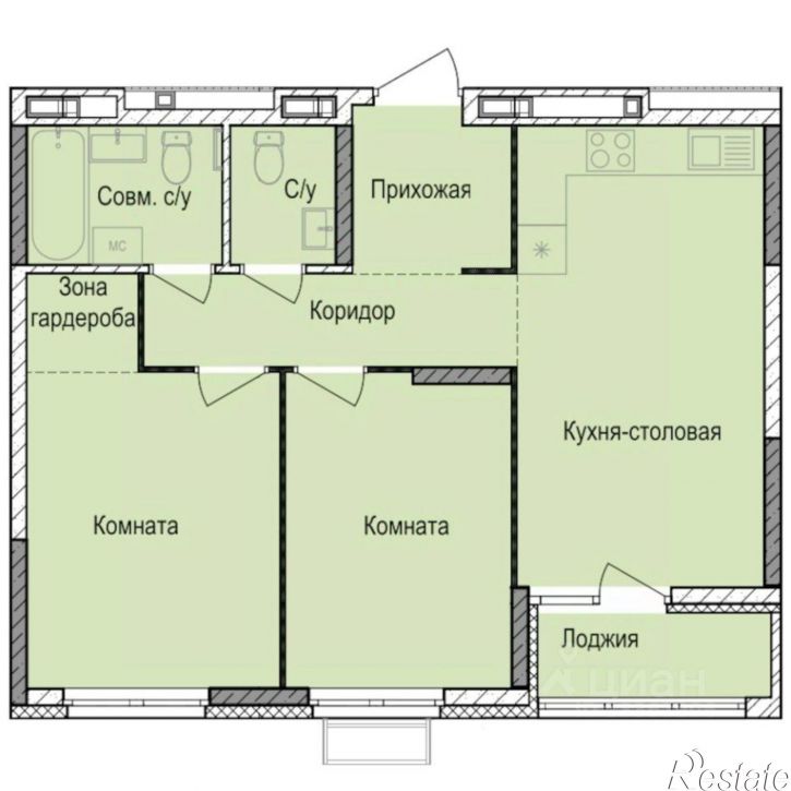 2-комн квартира в новом доме Индустриальный район