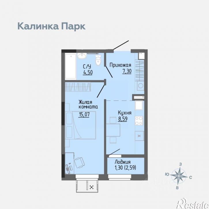 1-комн квартира в новом доме ул 40 лет Победы, 85,  д. 85