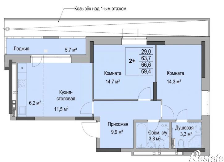 2-комн квартира в новом доме Ботеневский пер, 34А,  д. 34А