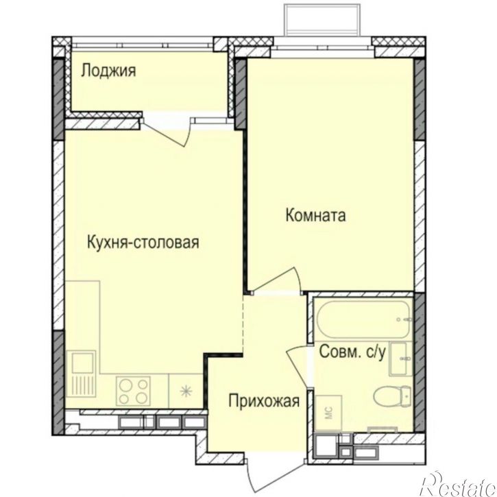 1-комн квартира в новом доме Индустриальный район
