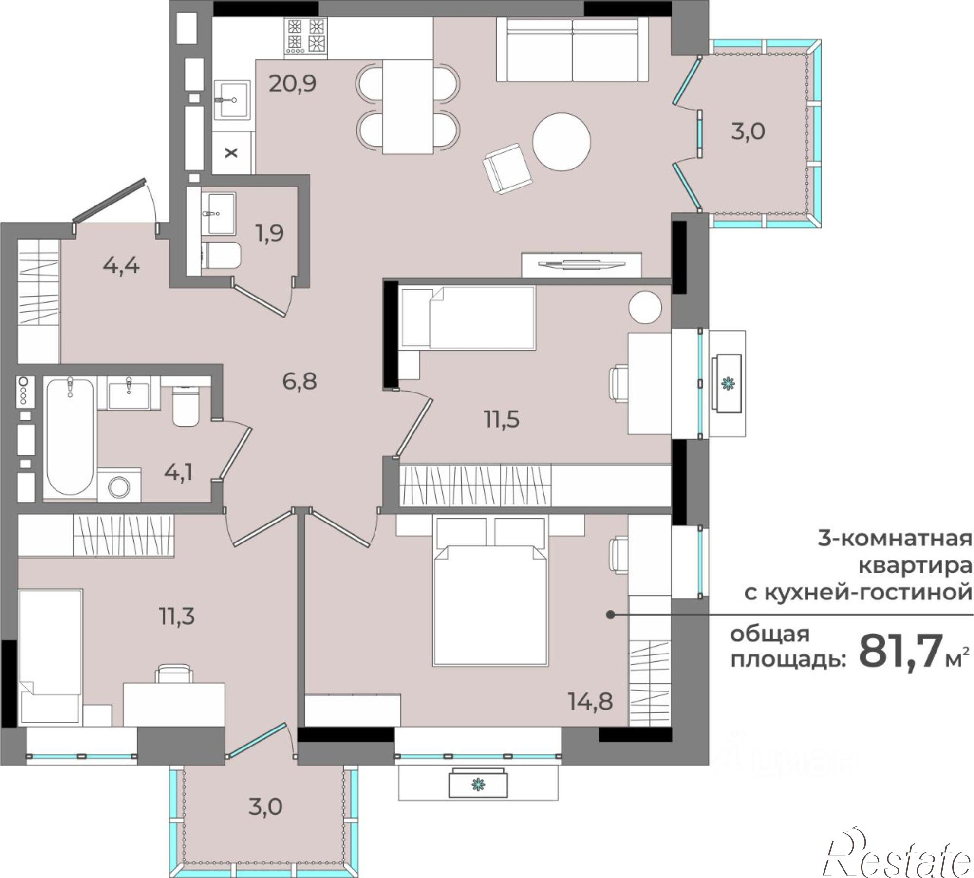 Купить квартиру за 14 141 000 рублей