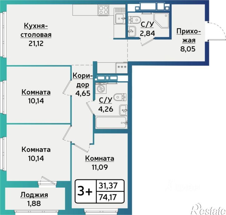 3-комн квартира в новом доме ул Архитектора П.П.Берша, 48,  д. 48