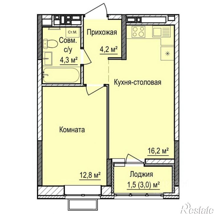 1-комн квартира в новом доме